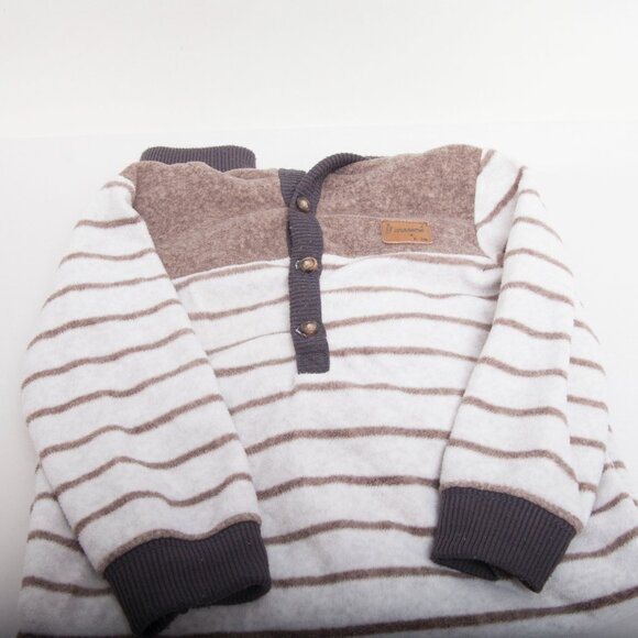 Carter’s Baby Boy 18M Hooded Velour Romper Pajamas – Striped, Snap Crotch - Picture 4 of 5